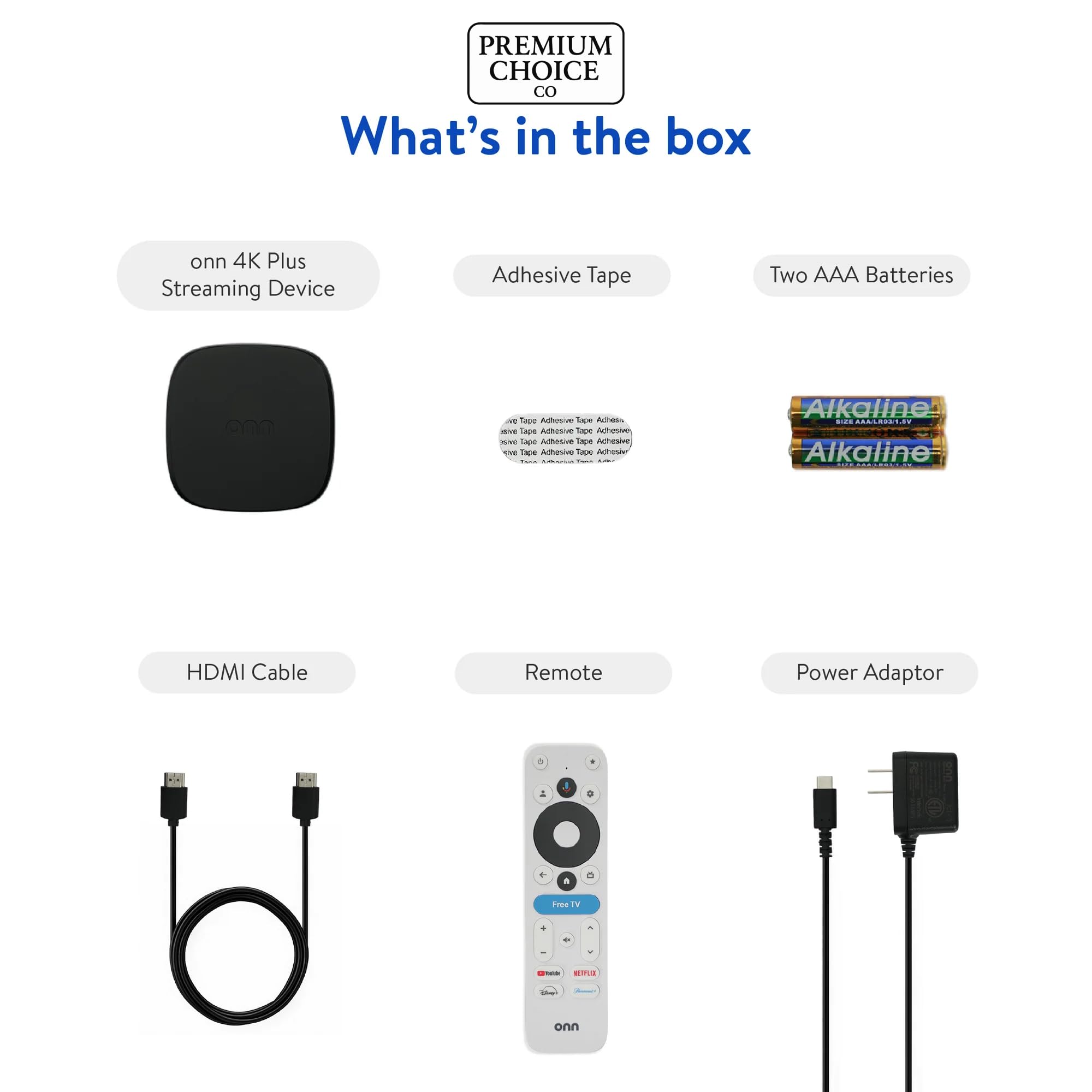 Premium Choice Co Onn 4K Plus TV setup shows Wi-Fi 6 connectivity for smooth streaming.