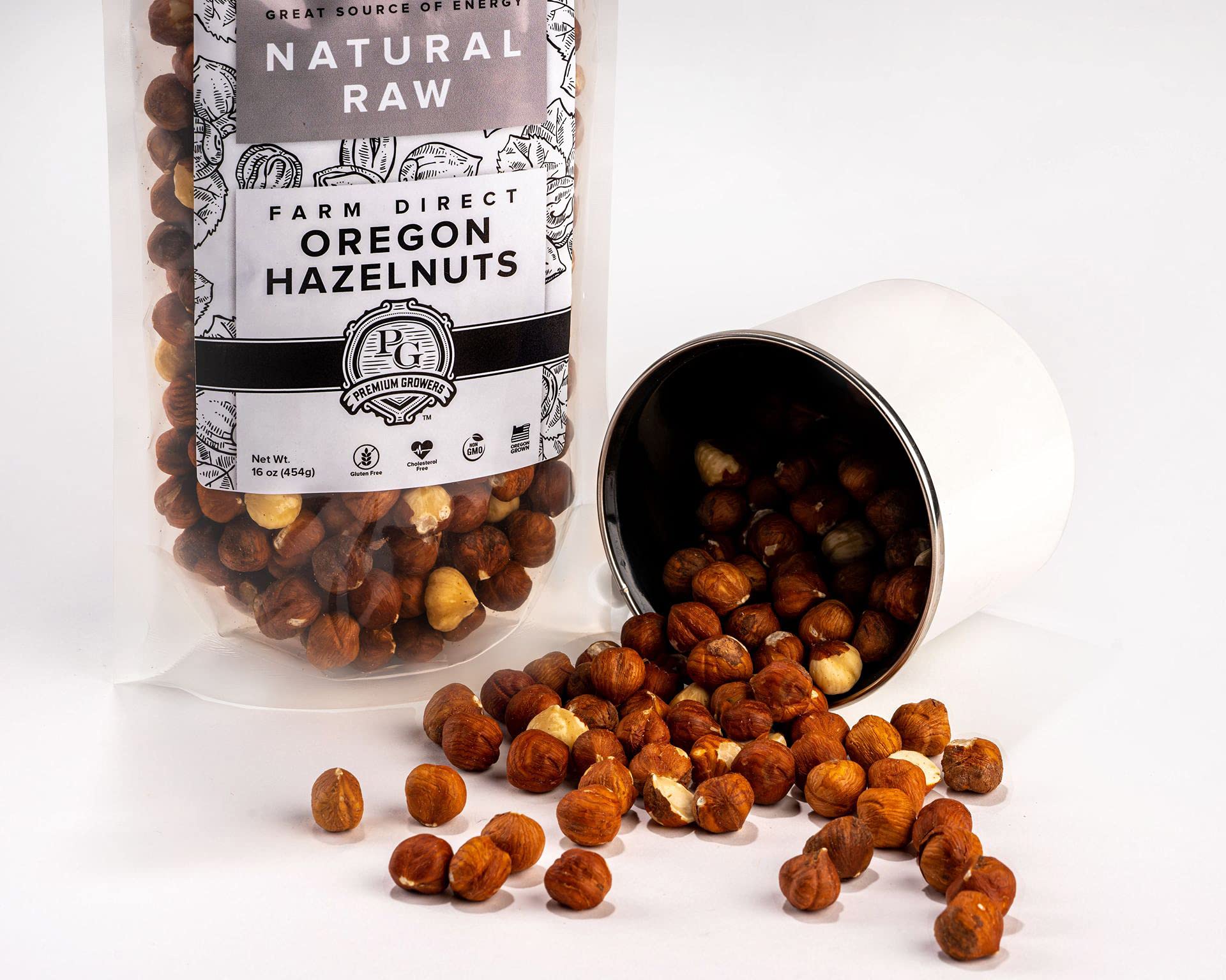 Premium Growers hazelnuts in a bowl emphasizing rich flavor and snack value