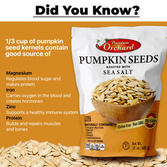 Premium Orchard sea-salt roasted pumpkin seeds bag ready to enjoy.