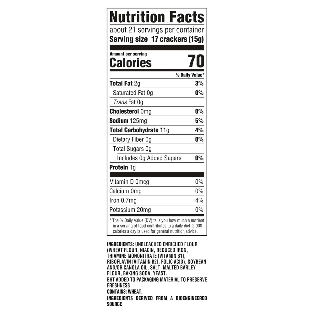Premium Original Mini Saltine Crackers cracker-squares closeup reveals crisp, airy texture