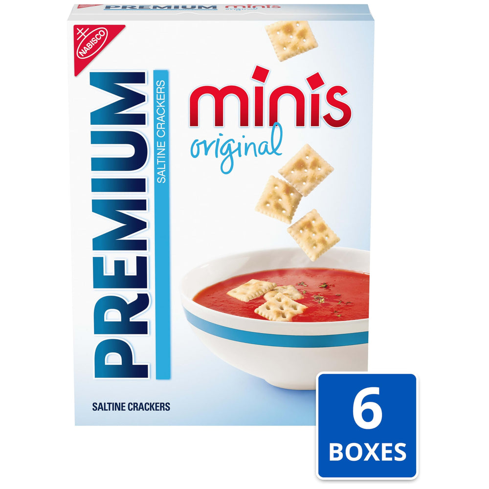 Premium Original Mini Saltine Crackers packaging sealed communicates freshness and crunch preservation