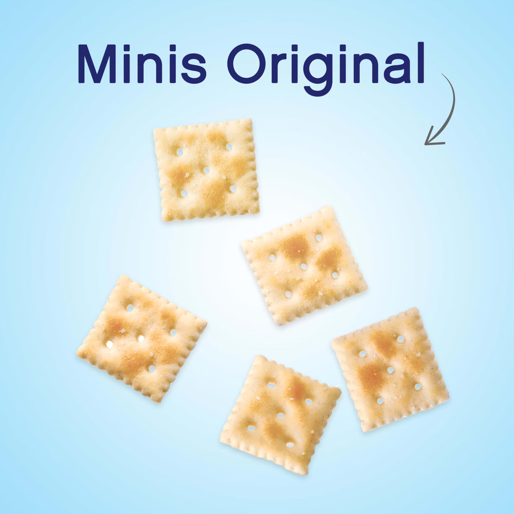 Premium Original Mini Saltine Crackers soup-chowder crunch adds texture to a warm bowl