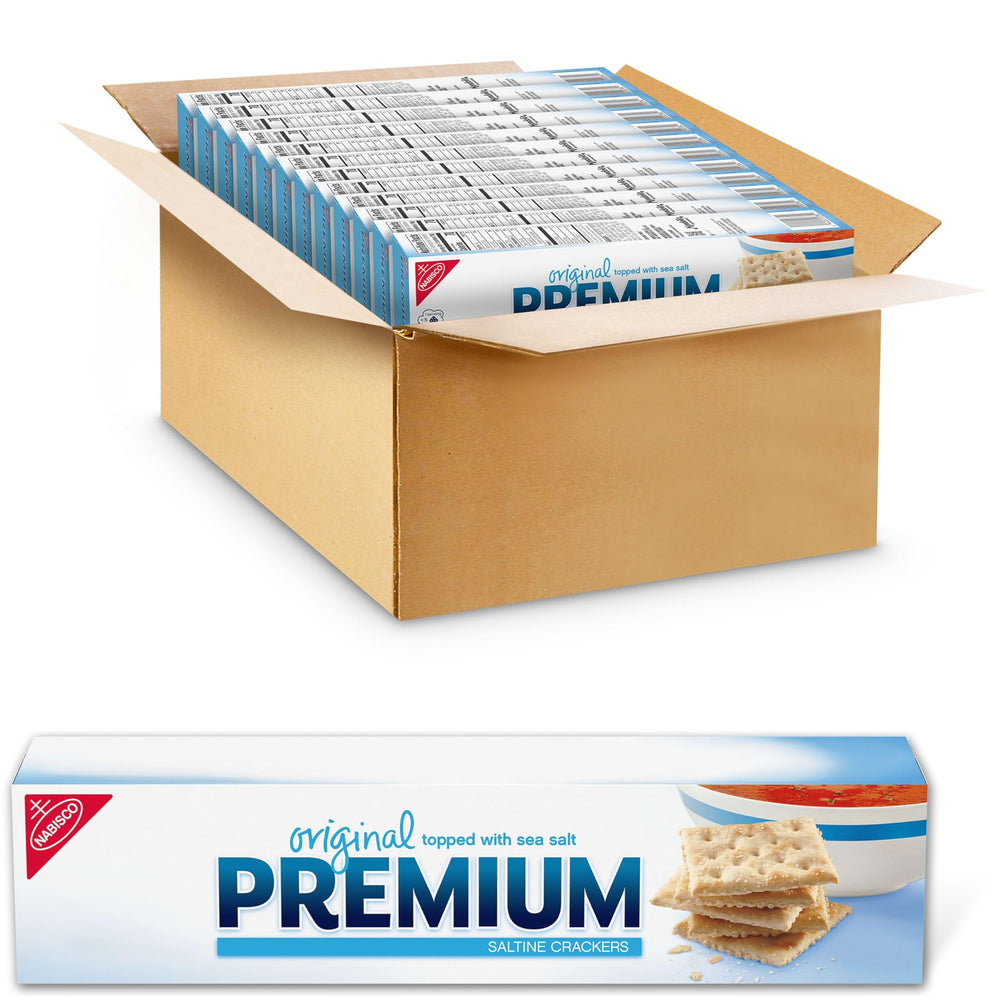 Premium Original Saltine Crackers bulk box bundle for easy snacking on the go.