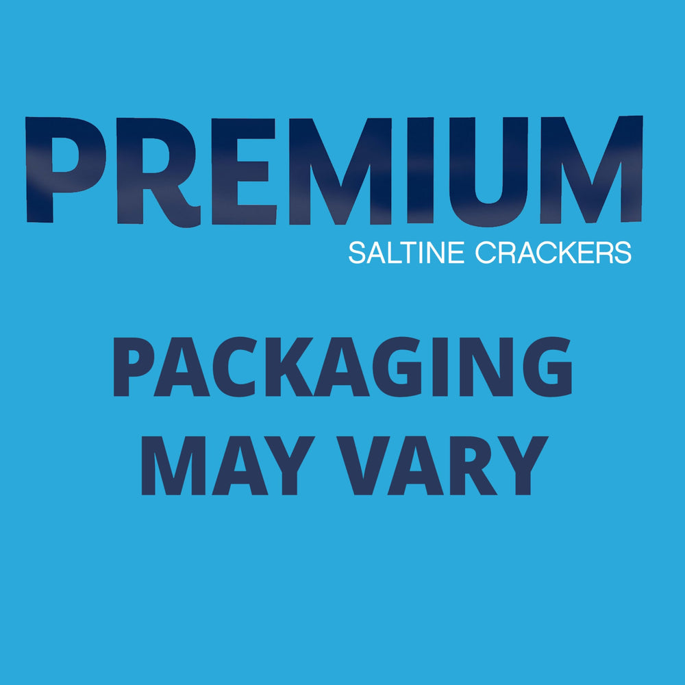 Premium Original Saltine Crackers close-up showing crackling crunch for light snacking.