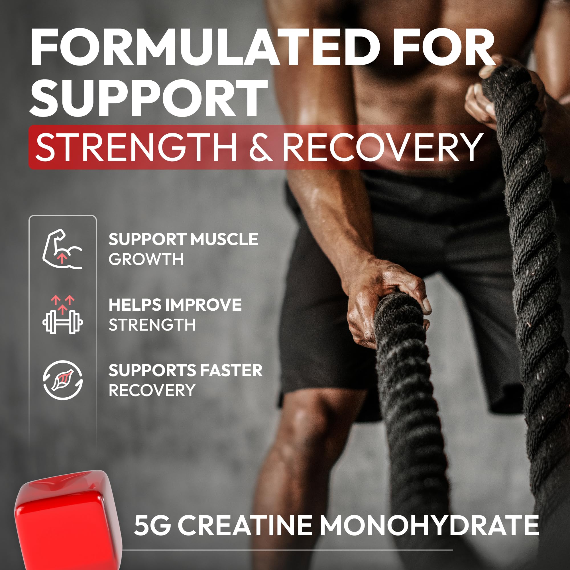 Premium Select Nutrition Creatine HCL Gummies bottle pour suggests simple daily consumption routine