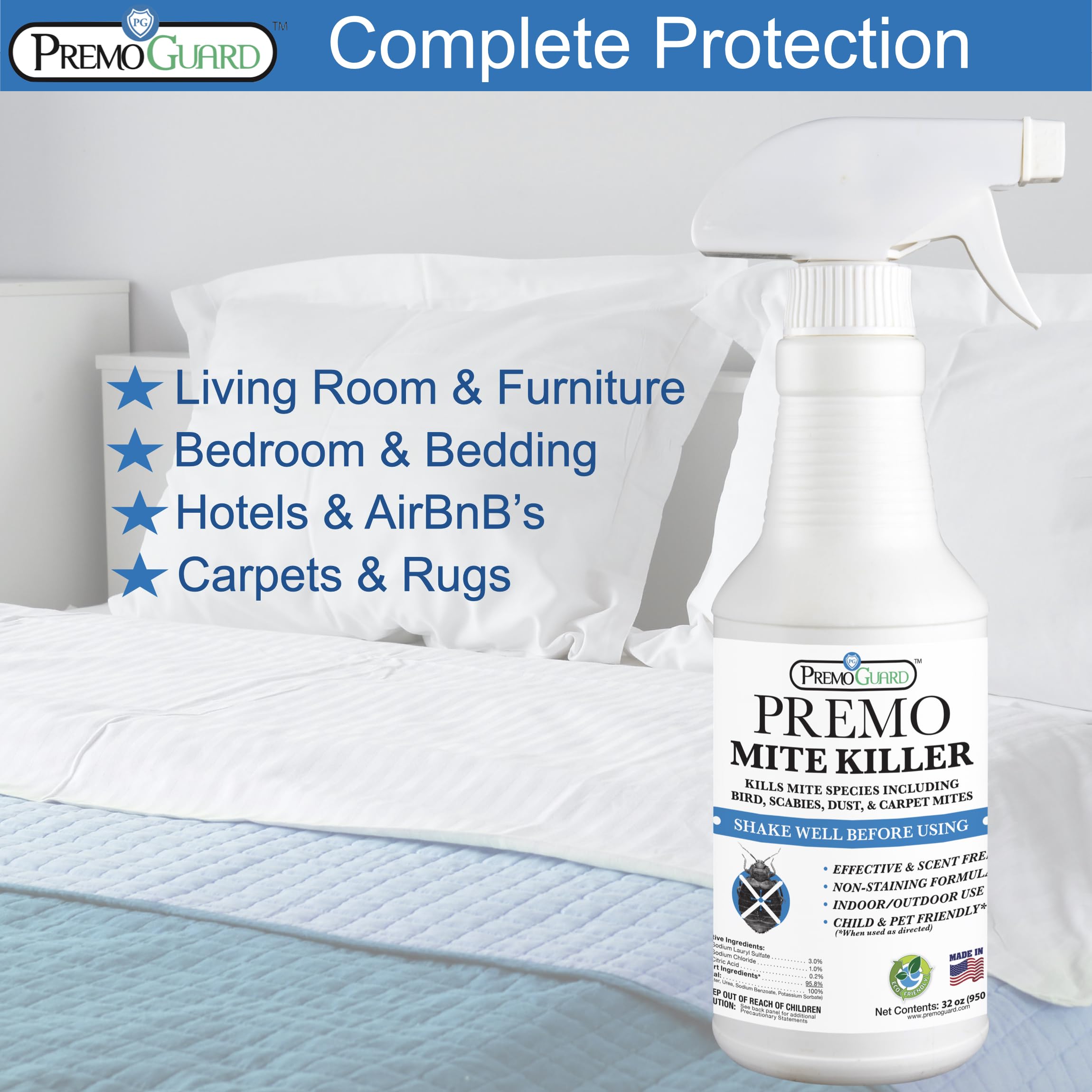Premo Guard fabric-application on mattress or couch without staining.