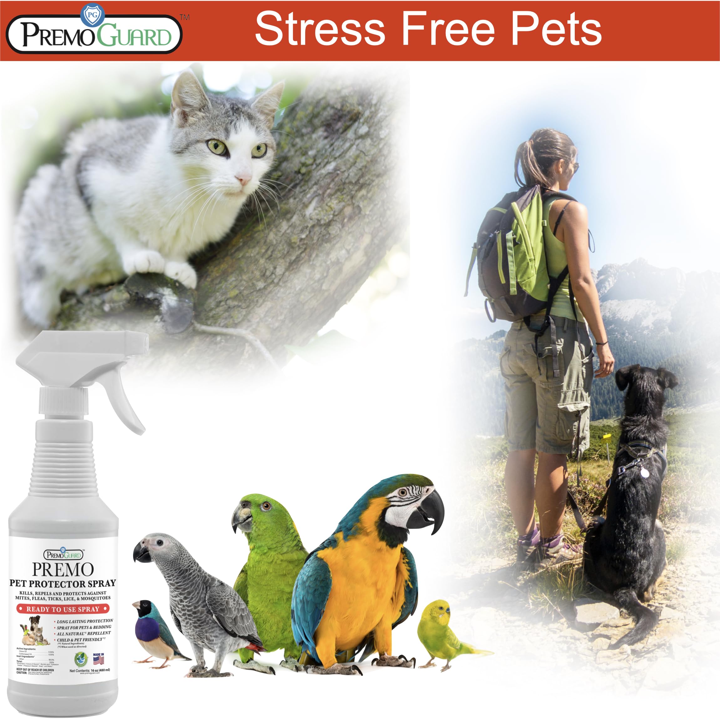 Premo Guard kills fleas, ticks, and mites on contact.