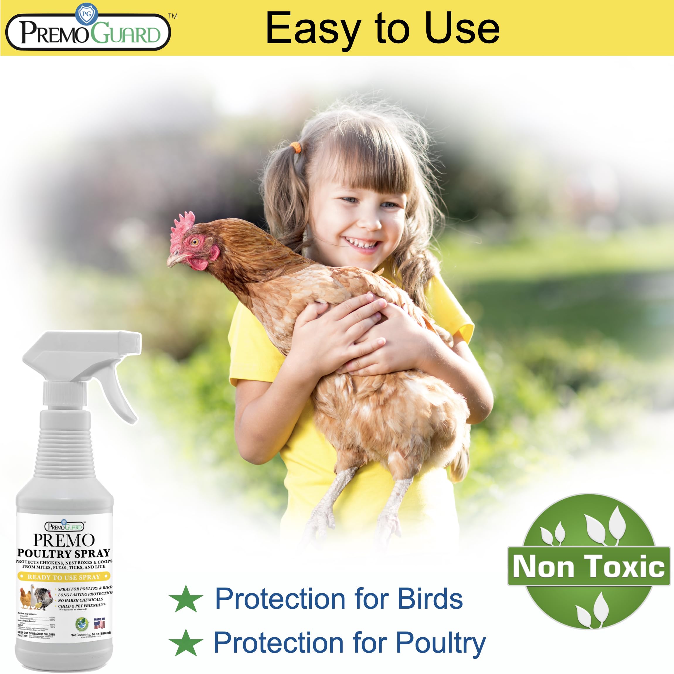 Premo Guard Poultry Spray used inside a coop interior to protect roosts