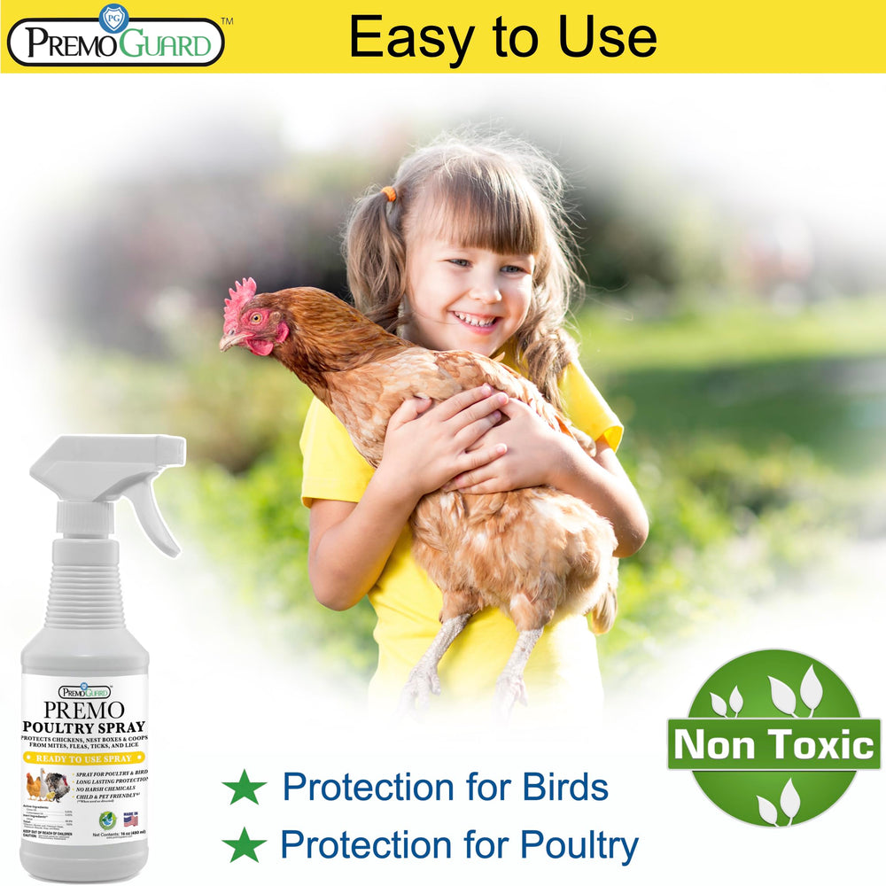 Premo Guard Poultry Spray used inside a coop interior to protect roosts