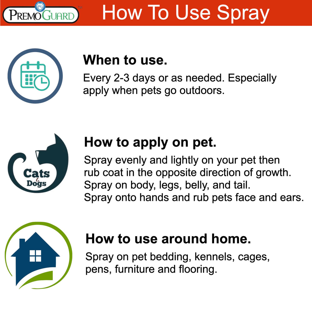 Premo Guard spray works for indoor and outdoor pest control.
