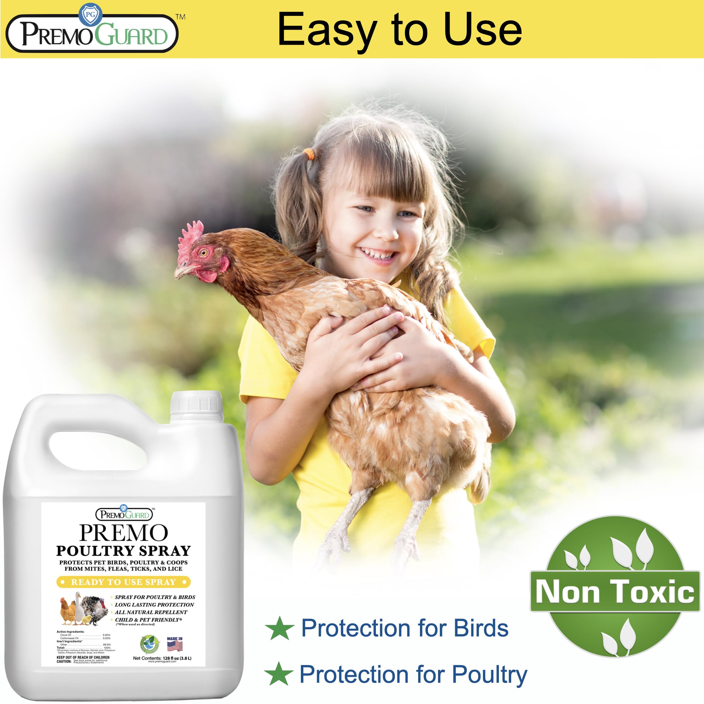 Premo Guard Poultry Spray targeting mites and lice on birds