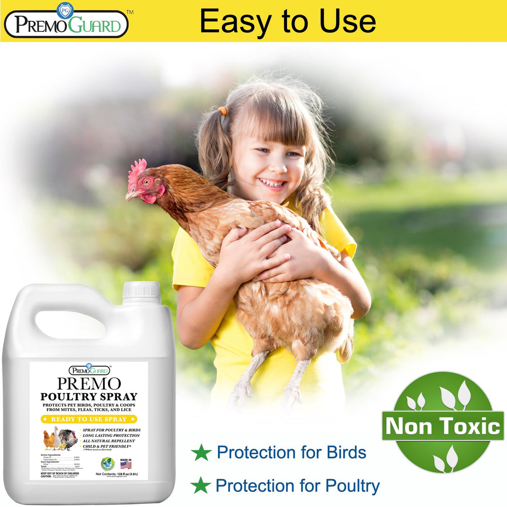 Premo Guard Poultry Spray targeting mites and lice on birds