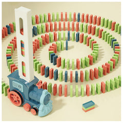 PREPHY Domino Train Toy on main display with lights and colorful dominos for stacking fun.