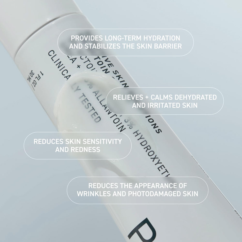 Prequel Reactive Skin Solutions Allantoin soothing close-up on dry areas