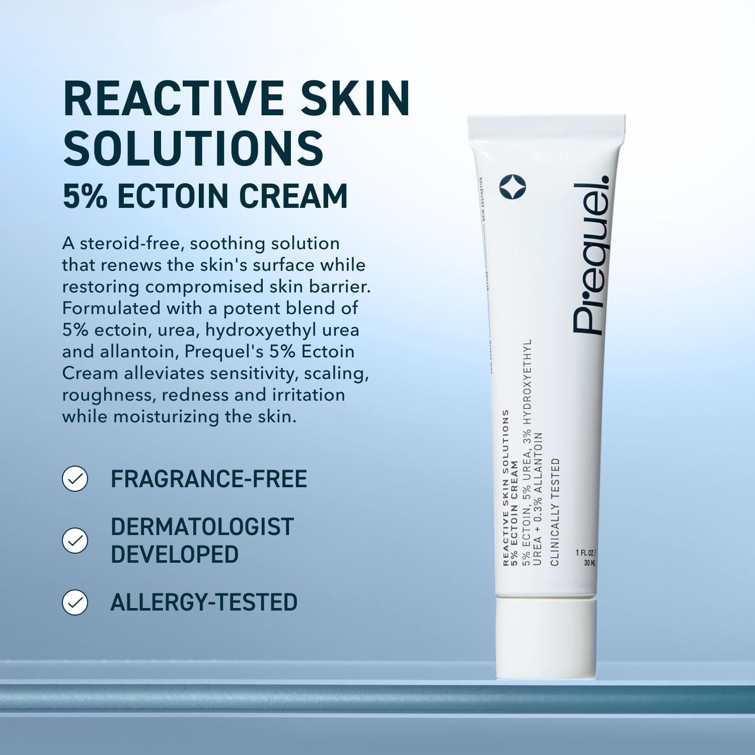 Prequel Reactive Skin Solutions texture close-up reveals gentle hydration for the skin