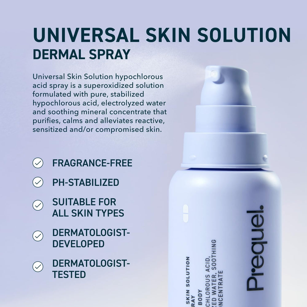 Prequel Skin Face and Body application bottle for balanced skin.