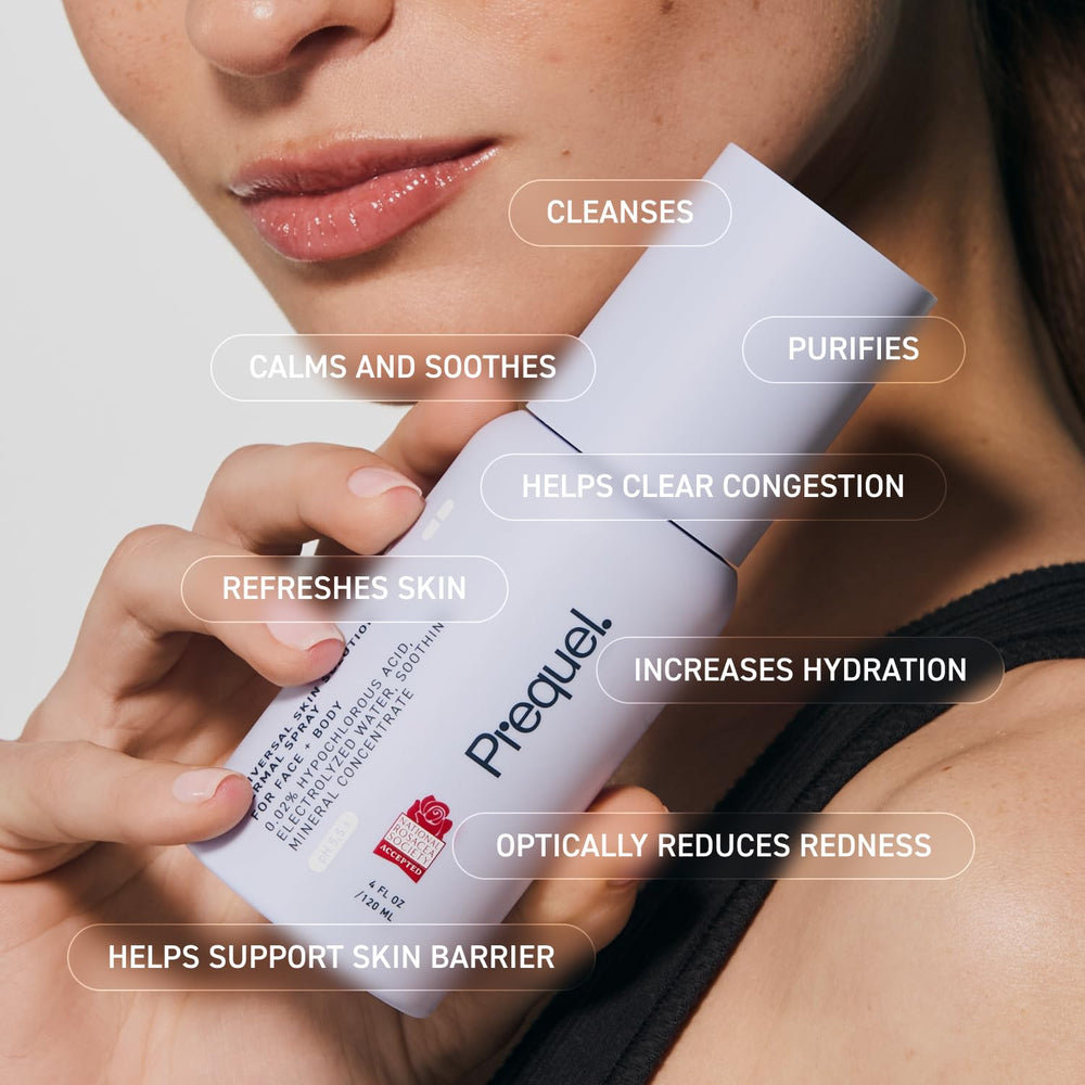 Prequel Skin Fragrance-free care bottle ideal for sensitive or irritated skin.