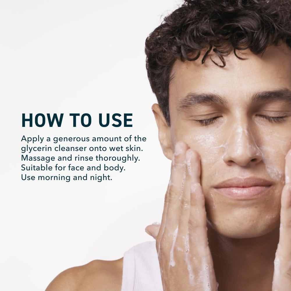 Prequel Skin Gleanser in bathroom setup for daily body and face use.