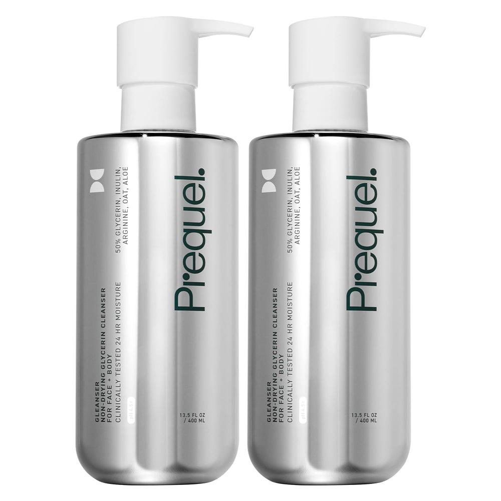 Prequel Skin Gleanser dual bottle front view for daily cleansing.