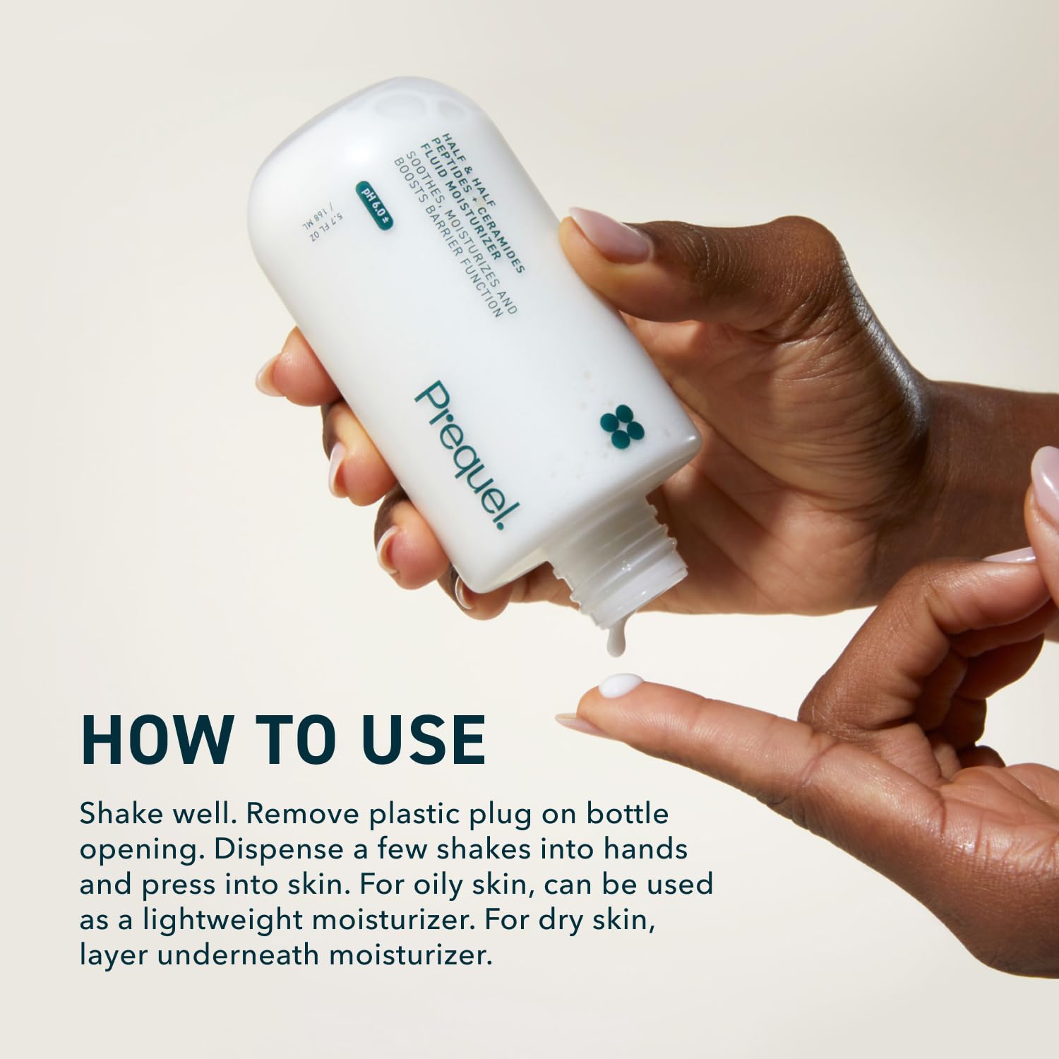 Prequel Skin Half and Half ceramide NP ingredient panel conveys skin barrier support
