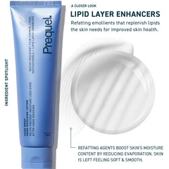 Close-up of the non-greasy texture shows quick absorption on busy hands with Prequel Skin Hand Wrap.