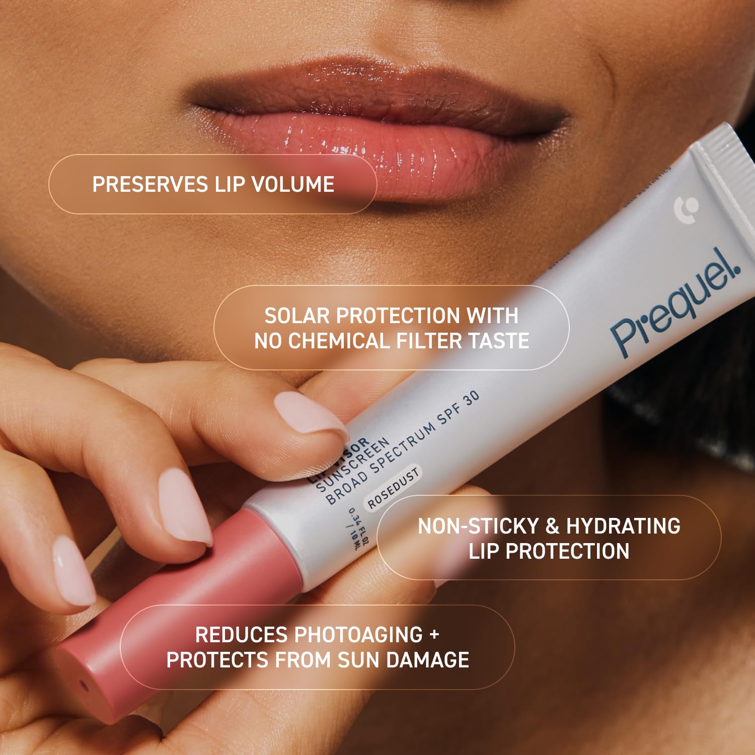 Prequel Lip Visor SPF 30 PA+++ provides broad-spectrum lip protection.