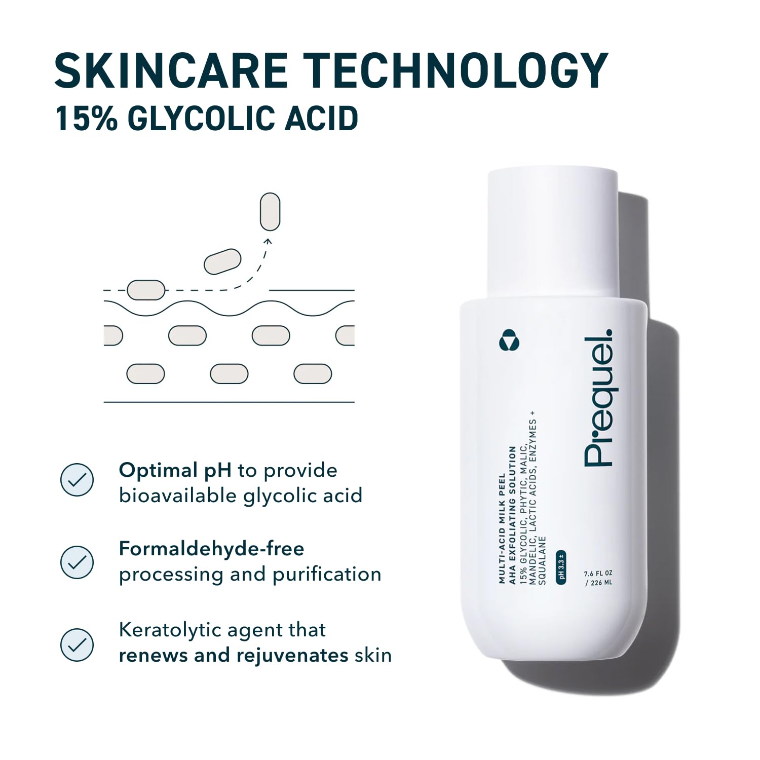 Neck application using Prequel Skin Multi-Acid Milk Peel for balanced exfoliation.