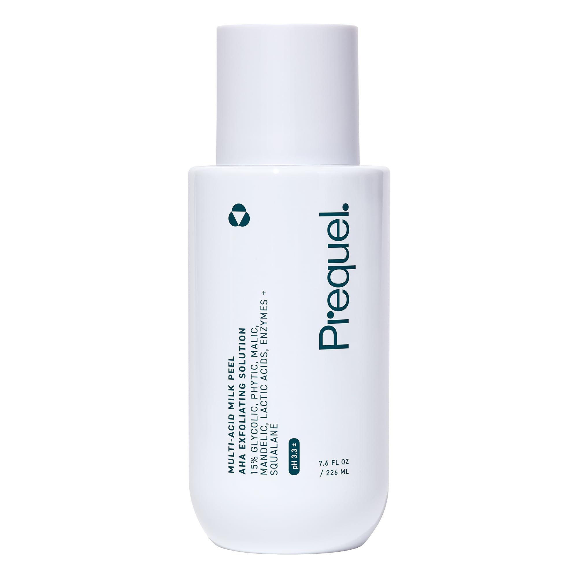 Prequel Skin Multi-Acid Milk Peel bottle shows gentle exfoliation for smoother skin.