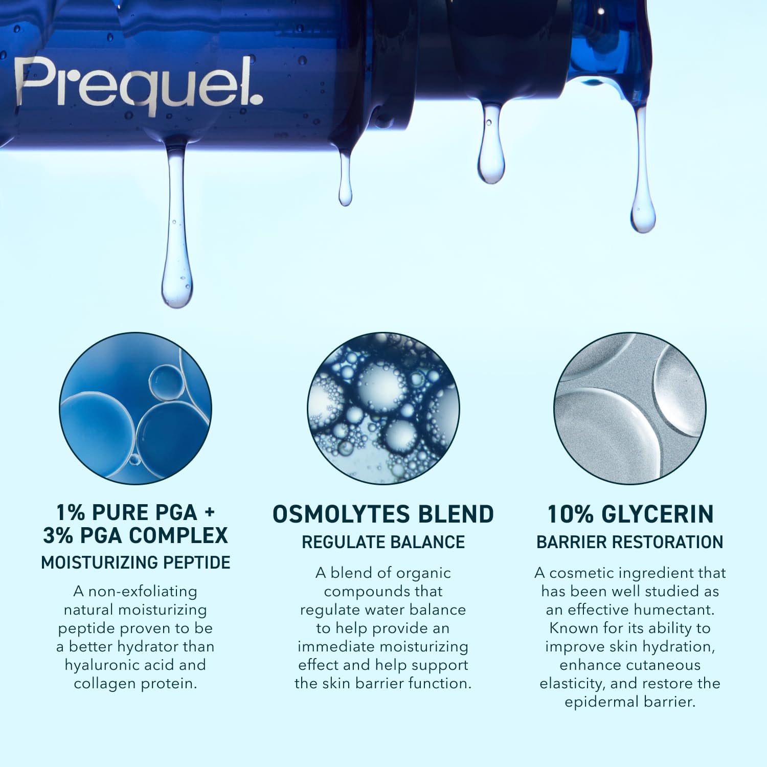 Prequel Skin Multi-Quench texture close-up reveals silky gel and gentle hydration.