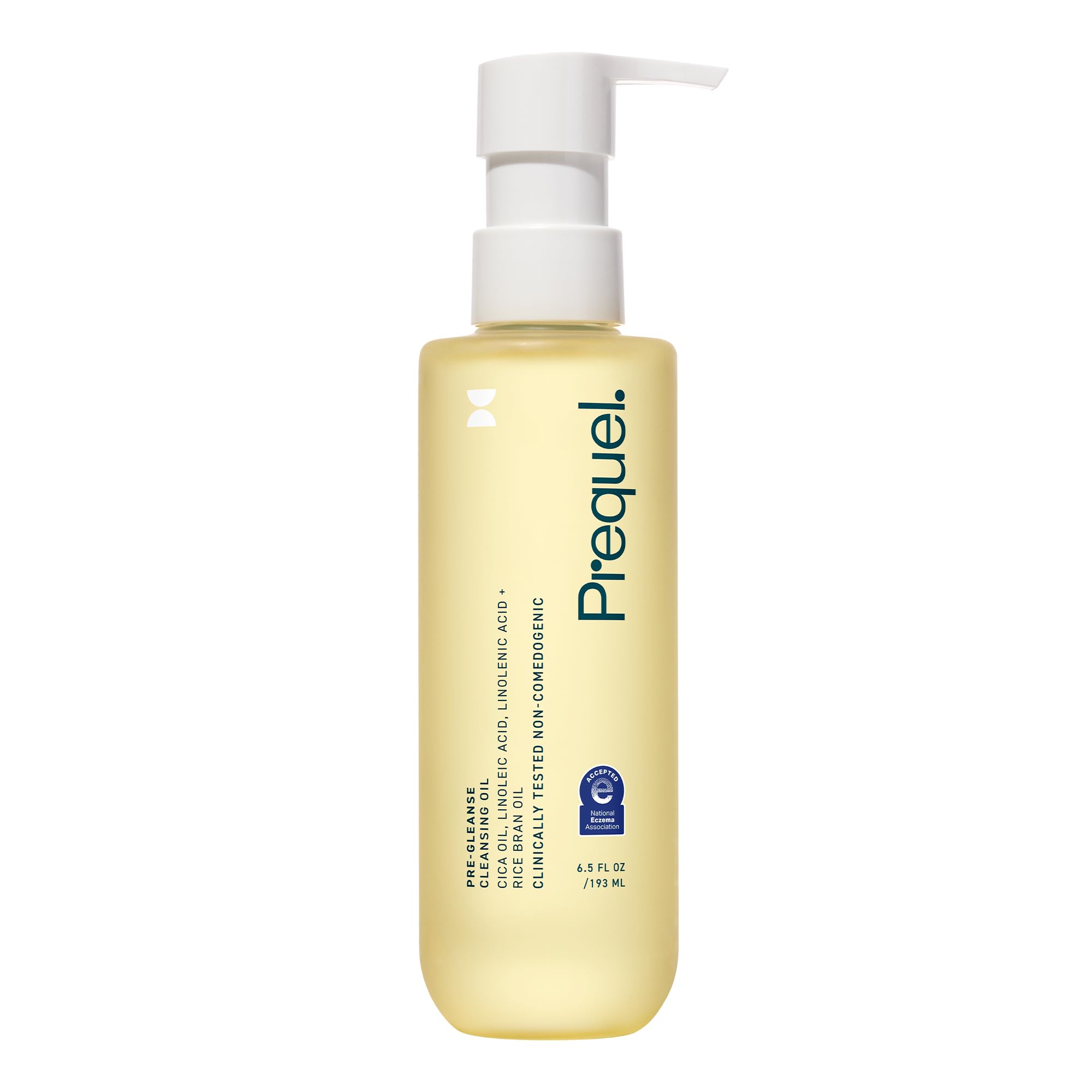Prequel Skin Pre-Gleanse bottle pour showing easy makeup removal for daily routine