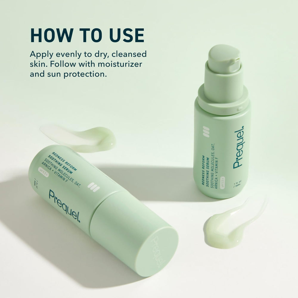 1 oz pump packaging of Prequel Skin Redness Reform travel-ready