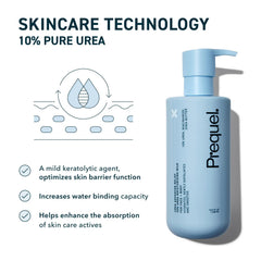 Prequel Skin Urea label close-up highlighting 10% urea ingredients