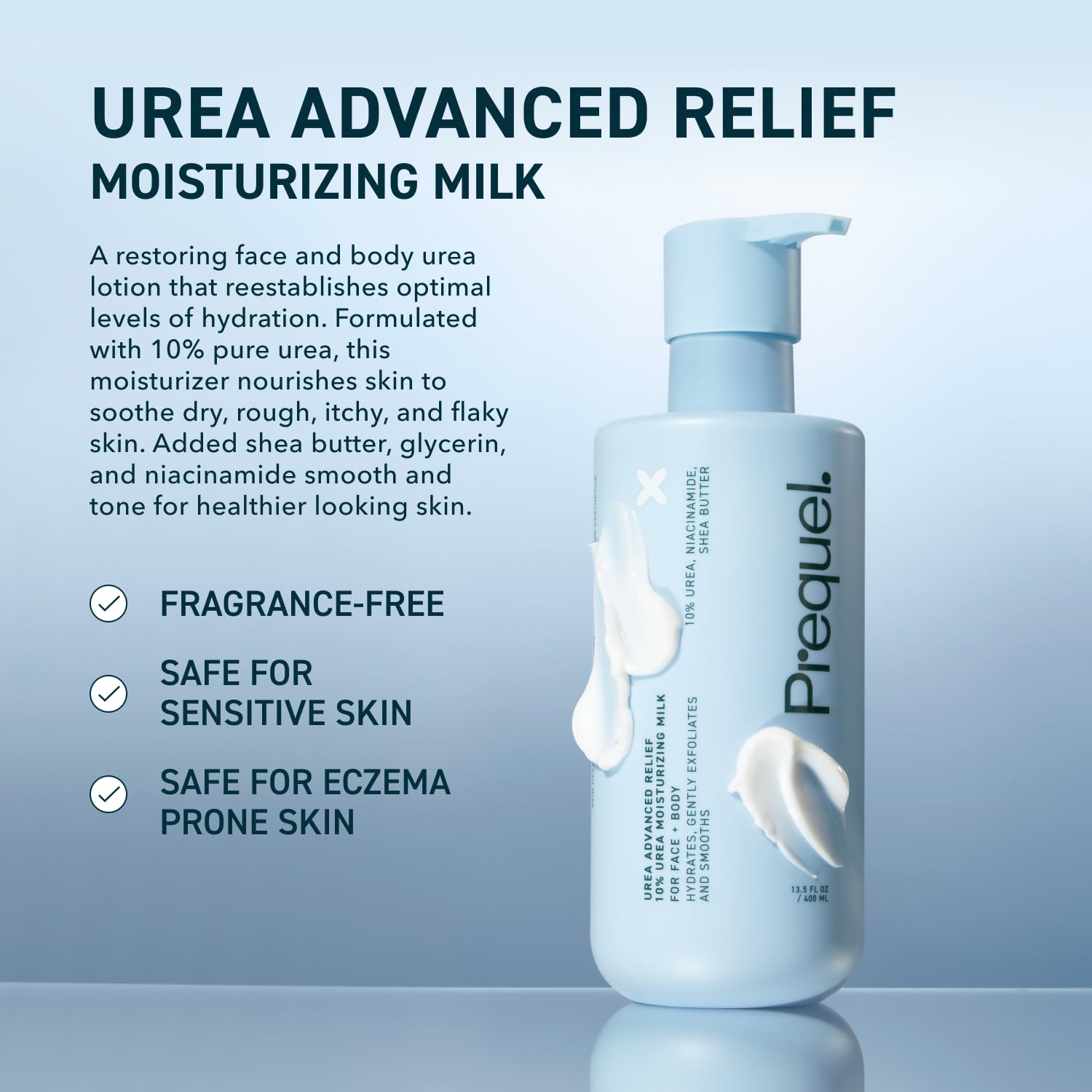 Prequel Skin Urea 10% lotion pump for easy, mess-free application
