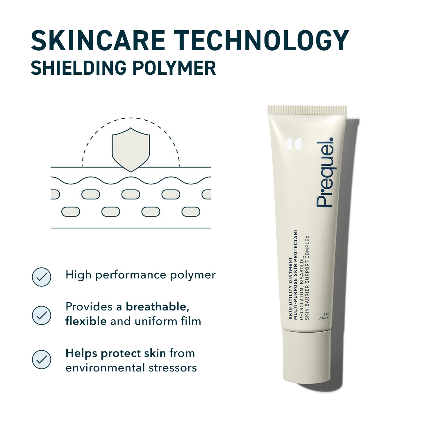 Prequel Skin Utility Ointment label close-up highlights petrolatum content