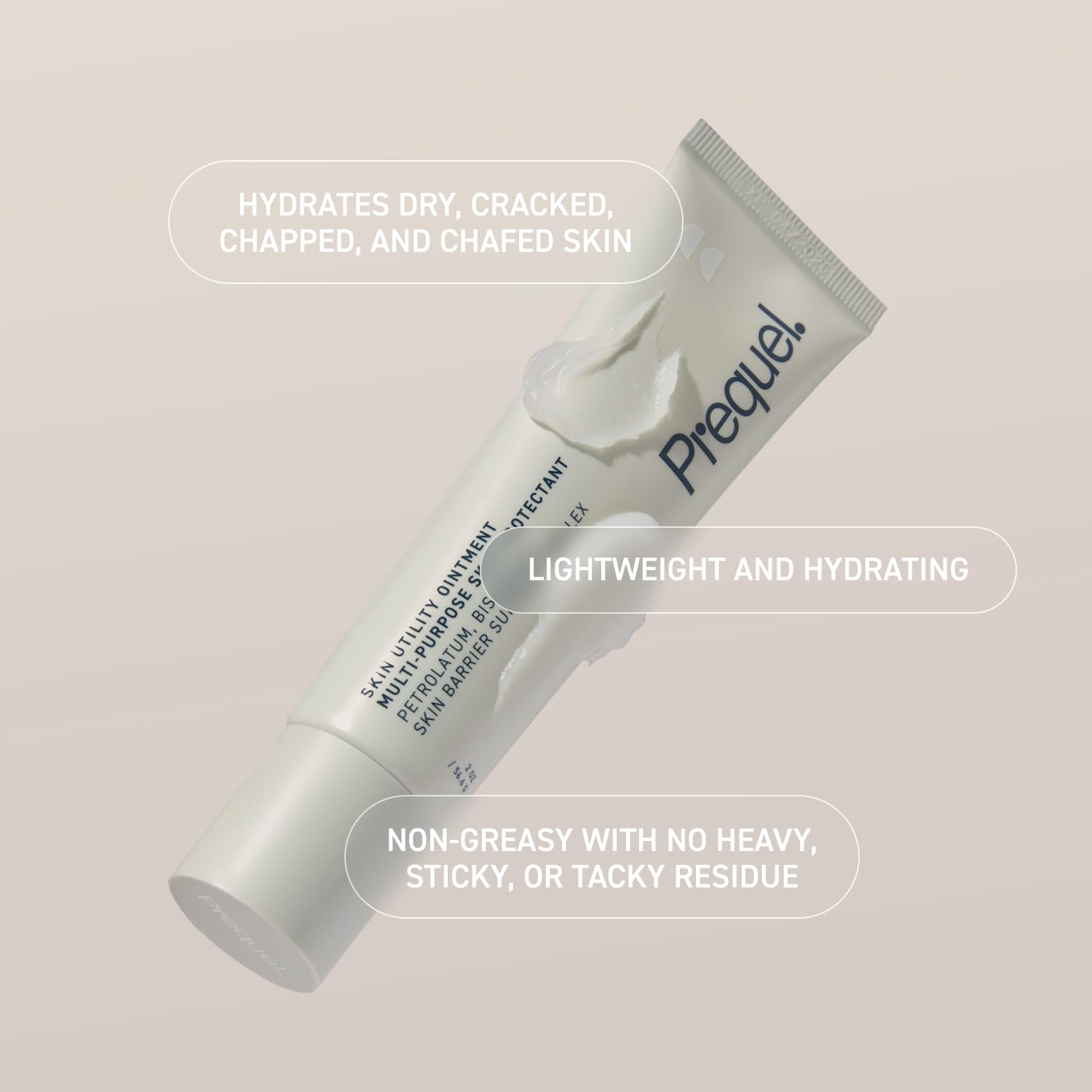Prequel Skin Utility Ointment creamy sheen on skin signaling hydration
