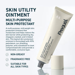 Prequel Skin Utility Ointment texture close-up shows rich mid-weight cream