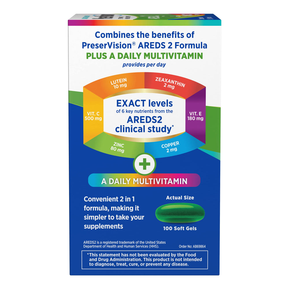 Older adult using PreserVision AREDS 2 + Multivitamin for daily eye care