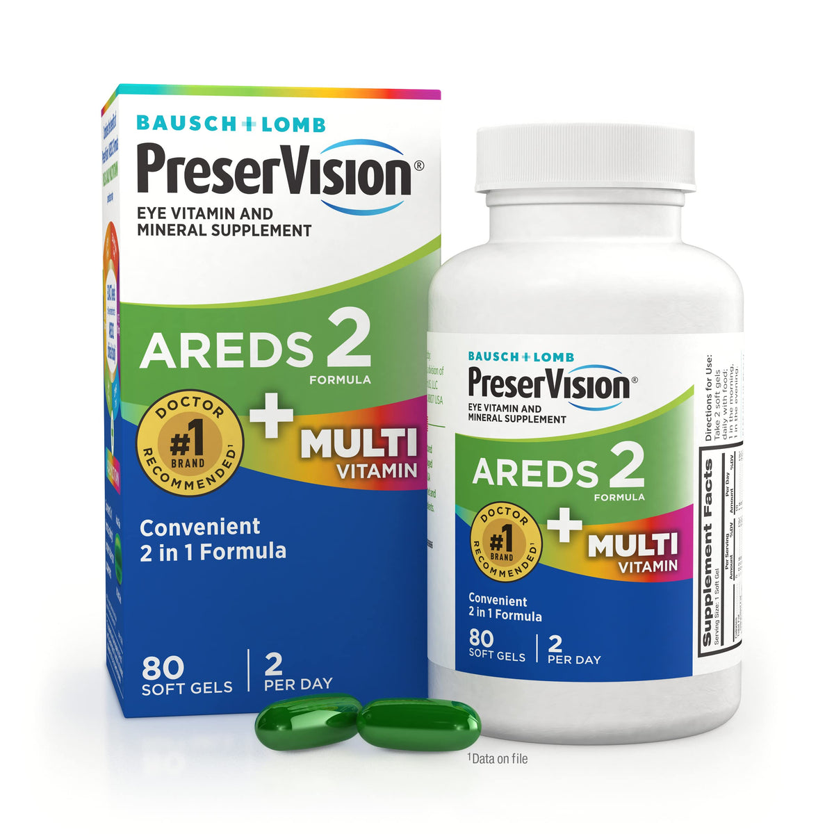 PreserVision AREDS 2 + Multivitamin bottle front for simple daily routine.