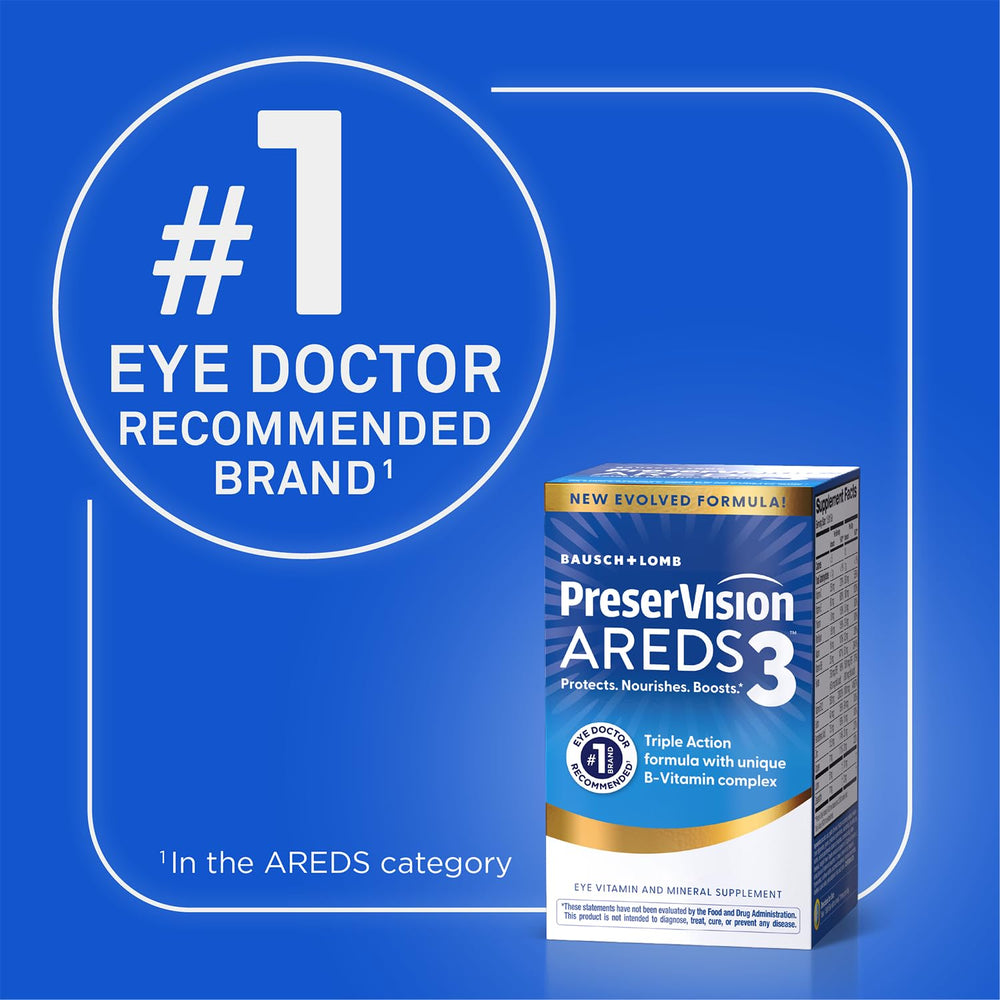 PreserVision AREDS3 nutrition facts panel highlights 160 softgels for sustained use.