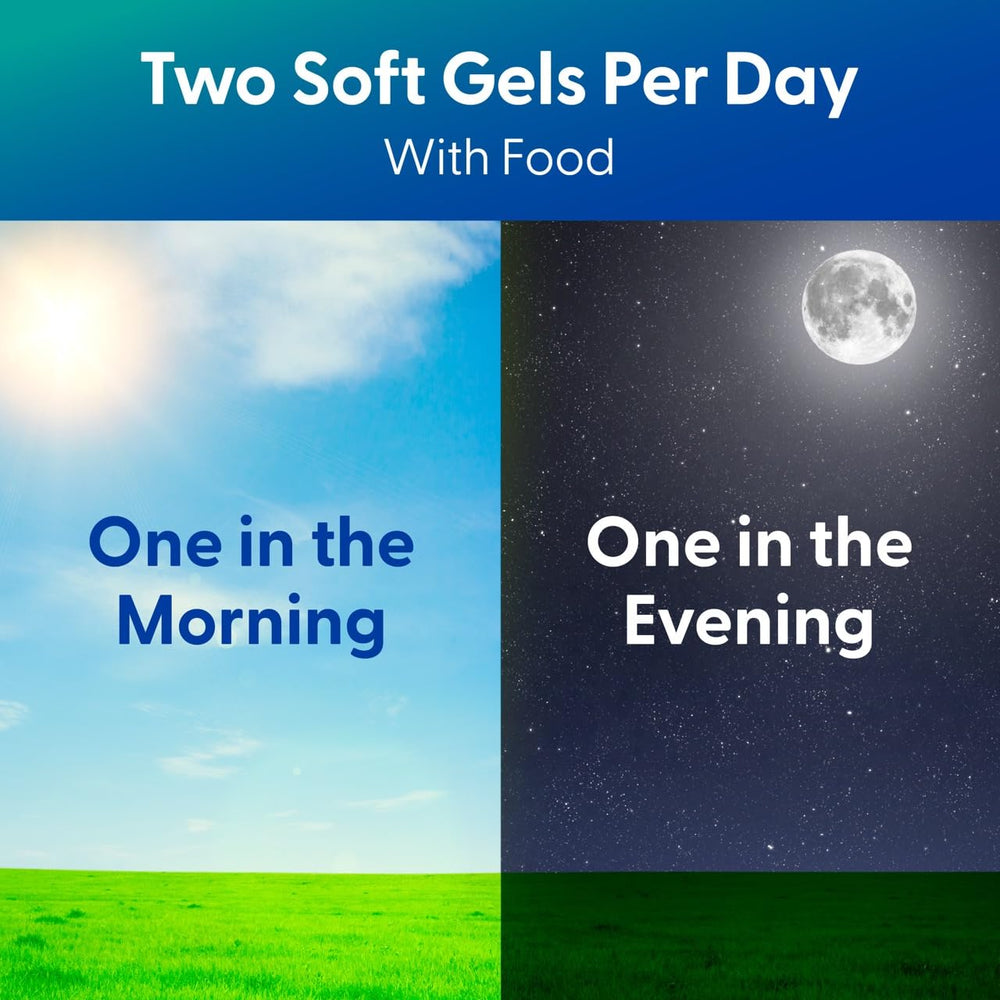 PreserVision daily-dosage image suggests easy two-softgel routine