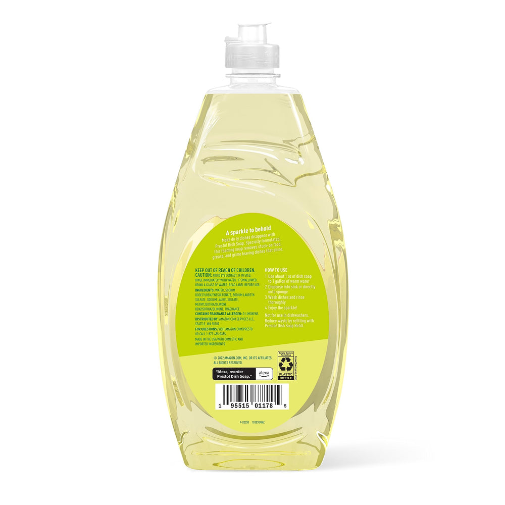 Presto! lemon pour highlights convenient dosing for a diluted cleaning solution.