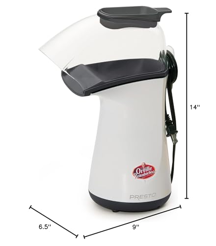 Presto Orville hot air popcorn is ready in minutes.