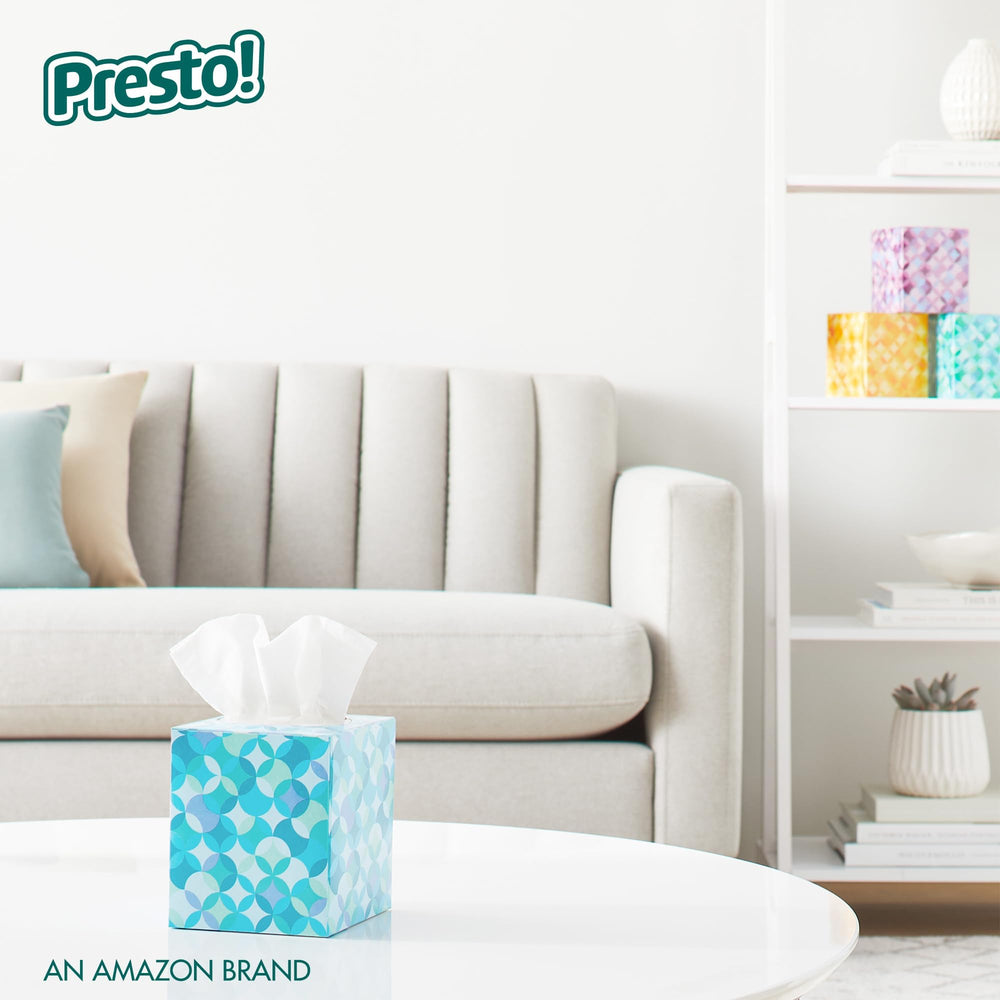 Presto! Eye-catching packaging makes tissues easy to locate during busy days.