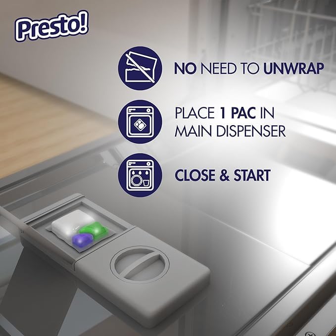 70-count package of Presto! pacs signals value and long-lasting use