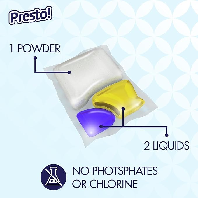 Lemon scent on clean dishes after washing with Presto! pacs