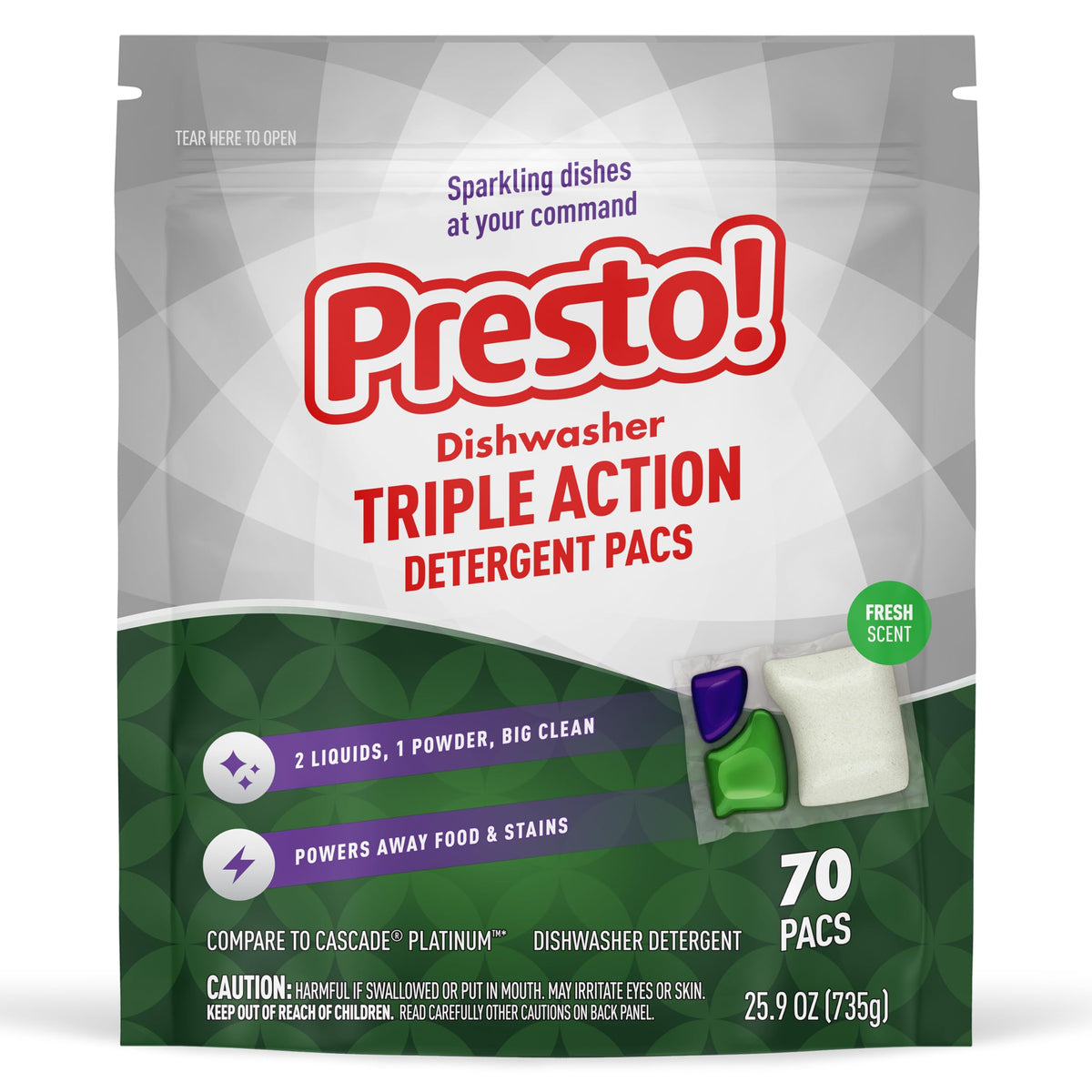 Presto! triple action pacs packaging ready for storage and use