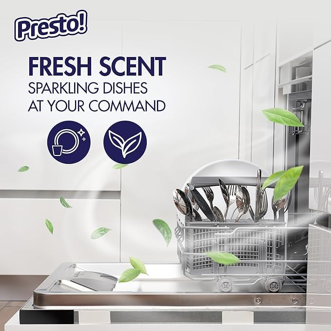 No phosphates or chlorine with Presto! pacs for a gentle option