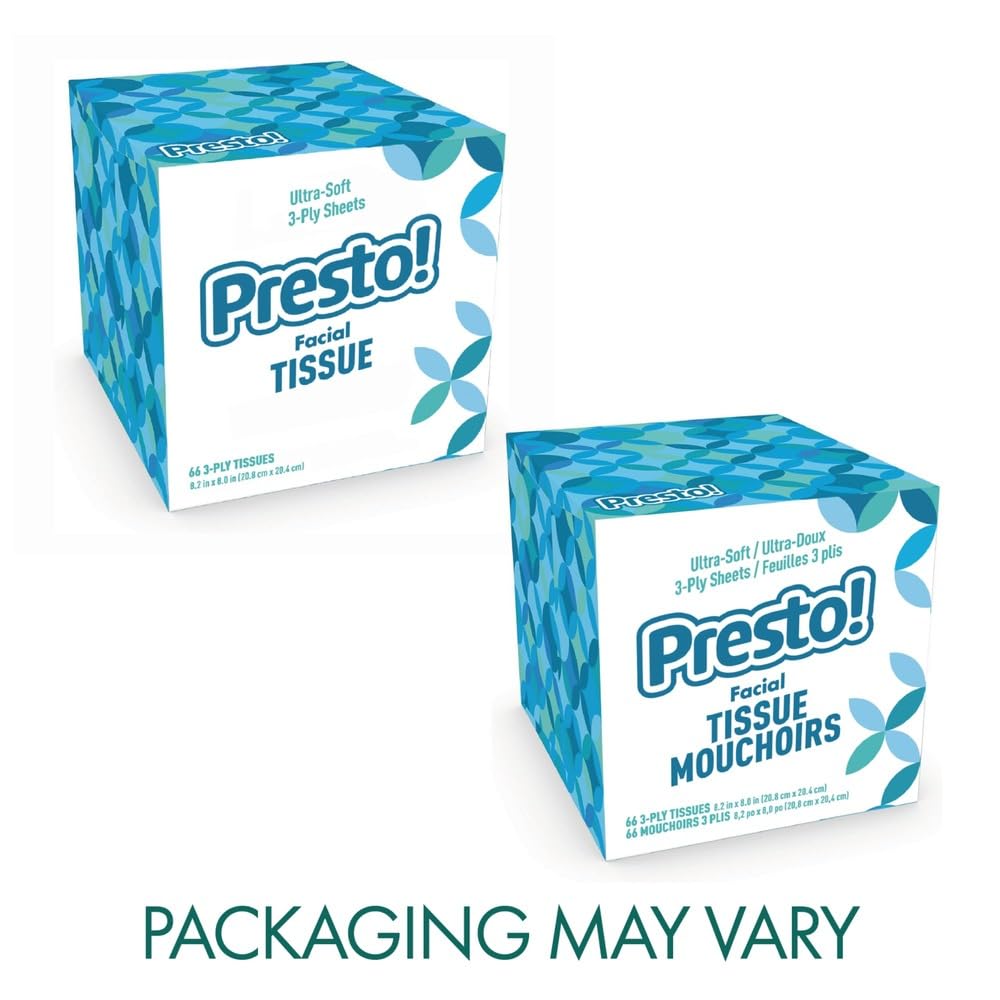 Presto! Ultra-Soft tissues with packaging variations, ready for stylish home or office spaces