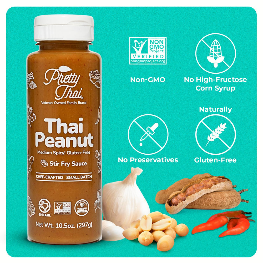 Pretty Thai Peanut Sauce close-up showing natural ingredients and gluten-free sauce