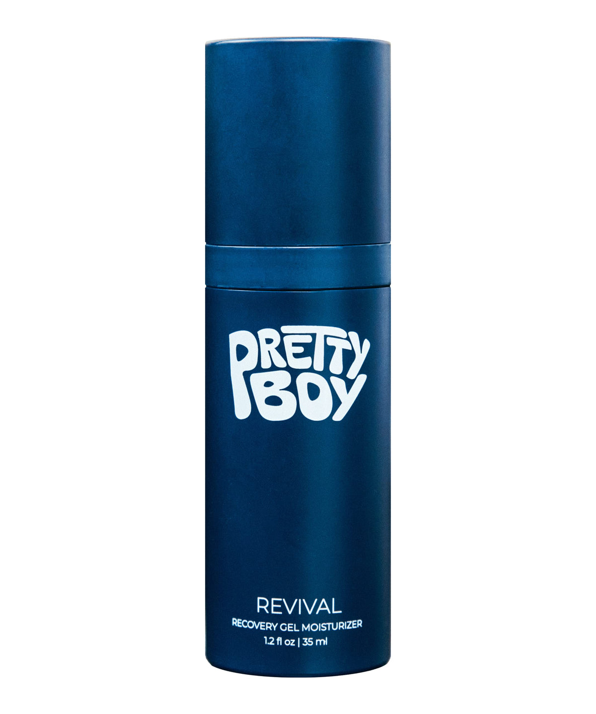 PrettyBoy Face Revival Gel pump application demonstrates quick, mess-free daily hydration.